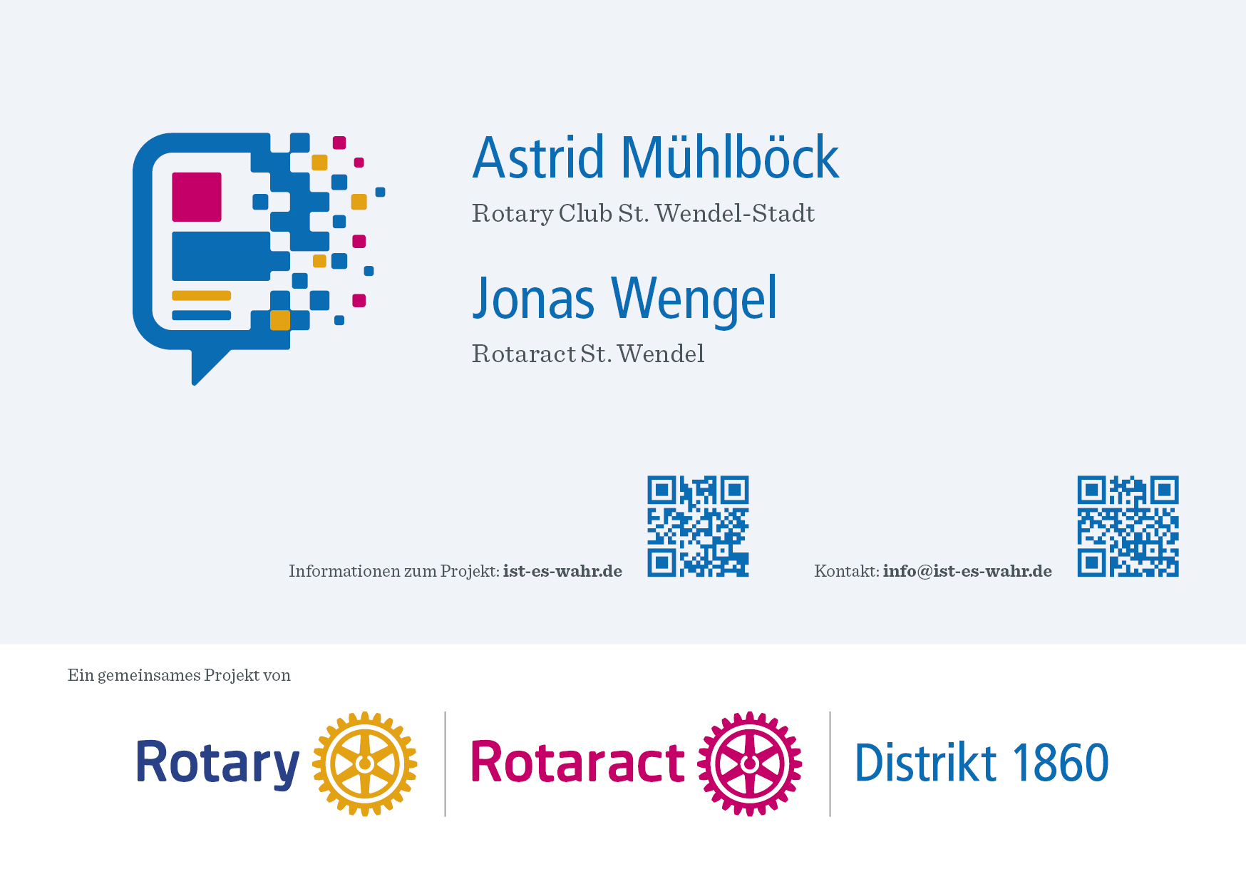 Rückseite der Projektkarte mit Kontaktinformationen